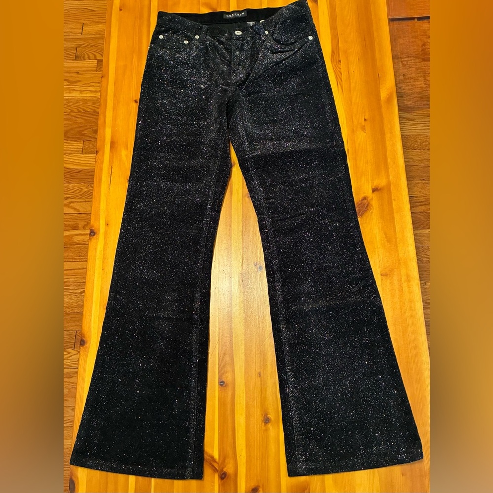 Buffalo David Bitton Black Sparkle Flared Leg Corduroy Pants
